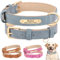 SEOUGEE Personalised Leather Dog Collar, Soft Padded Leather Dog Collars Heavy Duty with Custom Engraved Name Plate Adjustable for Small Medium Large Dogs (S, Blue 23-32cm)