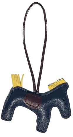 JINZHOUFZ Leder-Quaste, Pony-Schlüsselanhänger, Leder, genäht, Pferde-Styling, niedliches Mode-Taschen-Zubehör, Marineblau, 8.7*4.5 inches;0.45 ounces