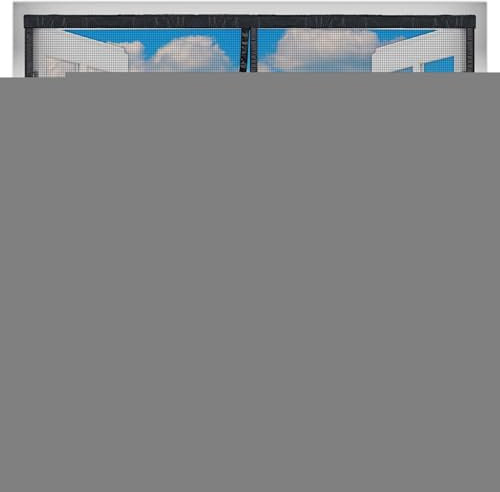 Magnet Fliegengitter Fenster 55x165 cm, Insektenschutz BalkonFenster mit Klettband, Stärkere Magneten, Automatische Abschaltung, Ohne Bohren Schwarz Neuste-Version