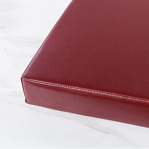 SPeesy PU-Leder Sitzauflage Sitzkissen Bank 100x40/120x40/150x50 Wasserdichtes, 8/5CM Dicke Bankauflage, Rutschfestes Outdoor, Terrassenbankkissen, Gartenbank Auflage(Wine red,120x50x8cm)