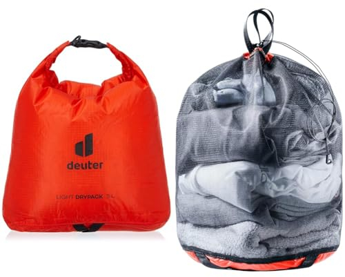 deuter Light Drypack 5 Packsack & Mesh Sack 5 Packsack, Papaya-black