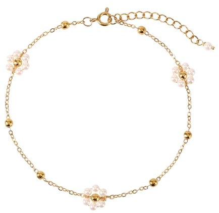 Mikovivi Bracelets de Cheville pour Femmes, Acier Titane Bracelet de Cheville en Perles Bracelets de Cheville Bijoux de Pied Réglables pour Chaîne de Pied d'Été Cadeaux de Bijoux de Cheville