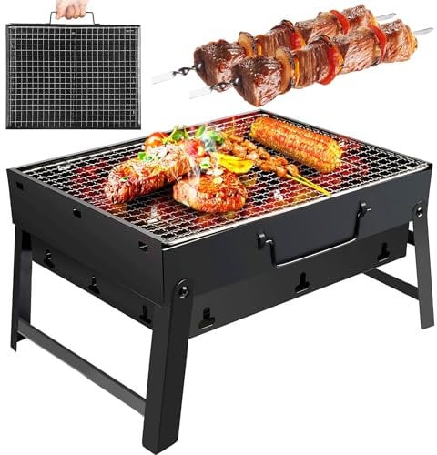 EXTRALINK Grill - Holzkohle Grill klein, Campinggrill für Outdoor und Garten, BBQ Grill mobil und funktional, hochwertiger Edelstahl, kompaktes Design, Holzkohlegrill