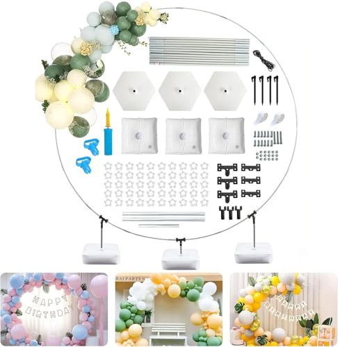 Ballonbogen Gestell-Kit mit Stabiler Basis, 2-in-1 Ballon Bogen Set, Wiederverwendbar Ballon Bogen Größe 2.7x3M, Luftballon Bogen für Party, Geburtstag, Abschlussfeier, Hochzeit
