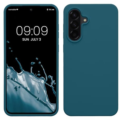kwmobile Hülle kompatibel mit Samsung Galaxy A56 5G Hülle - Silikon Handy Case - Handyhülle weiche Oberfläche - kabelloses Laden - Petrol matt