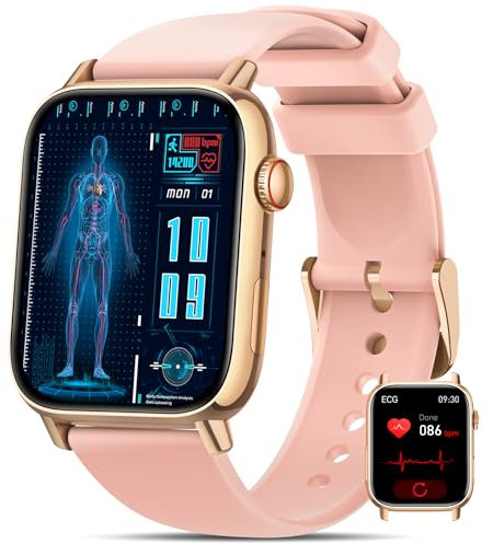 BANLVS 2025 Smartwatch Herren Damen mit 𝐁𝐥𝐮𝐭𝐳𝐮𝐜𝐤𝐞𝐫/EKG/HRV, 1,83 Gesundheitsuhr mit Pulsuhr, SpO2, Schlafmonitor, Blutdruck 145+ Sportmodi IP68 Fitnessuhr Schrittzähler iOS Android Rosa