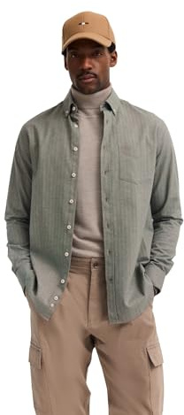 bugatti Herren Freizeithemd Langarm 9350-88300D | Modern Fit, Fischgrat-Muster, soft cotton, Baumwolle, Button-Down