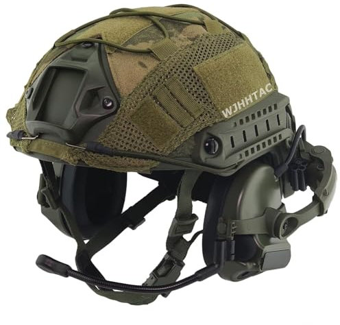 5MM Ultra-Dicke Fast Taktik-Helm Militärset mit Taktik-Kommunikationsheadset und Helmbezug für Airsoft, Paintball und CSGO-Training