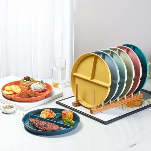 Lot de 8 assiettes divisées à 3 compartiments - Passent au micro-ondes et au lave-vaisselle - Pour pique-nique et fête - Plateaux pratiques pour les repas séparés