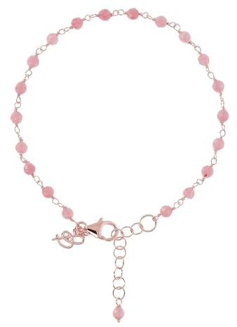 Bronzallure Bracciale Rosario Donna placcato Oro 18k – Bracciale Rosario con Quarzite Rosa – Gioielli Made in Italy – Braccialetto Idea Regalo Compleanni, Anniversari, Festa Donna, Festa Mamma
