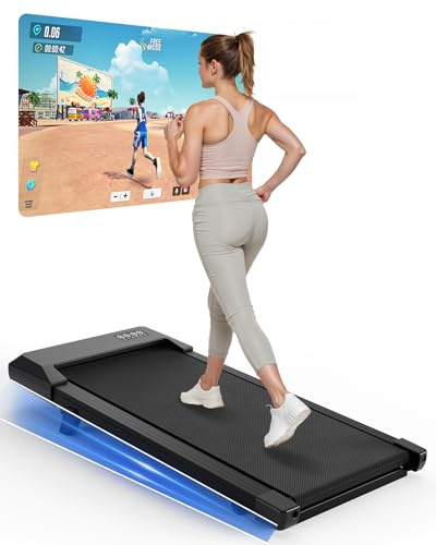 Copant Tapis roulant, tapis roulant con LCD Scarn, pedana da 2,5HP con APP e controllo remoto, carico massimo Max 136 kg,con corsi di allenamento e corse, 1-6km/h per casa o ufficio