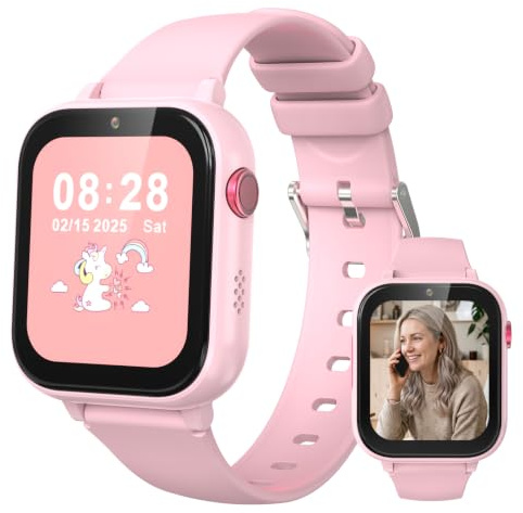 Tosaju Montre connectée 4G pour Enfants avec Fonction d'appel Vocal, Montre-téléphone, Montre pour Enfants avec Appareil Photo Jeux réveil écran Tactile Fonction Appel étanche IPX7