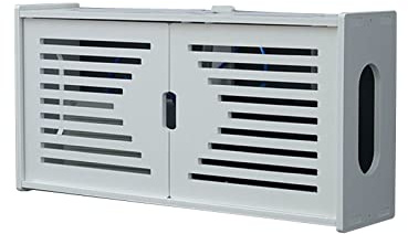 HVRFJXI Wifi Router Storage Box Wall Hanging Shelf Wooden Bracket Free Punching Cable Wire Organizer Home Decoration Wifi Shelf White