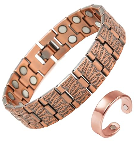 LAKPYN magnetarmband damen gesundheit,magnetarmband damen,Inklusive Ringaufsatz kupferarmband gesundheit,Lymphdrainage Frauen Ultrastarke Magnete Magnetisches verstellbar(Roségold)