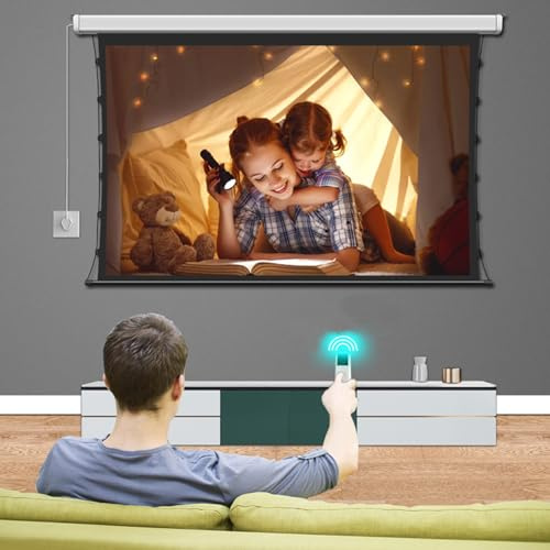 YEHOZZ Electric Automatic Wall Ceiling Movie Screen,72-150inch Projector Screen Motorized 16:9, 4K HD Pull Down Retractable Projection Screens for Office Classroom Indoor with Remotes 100inch