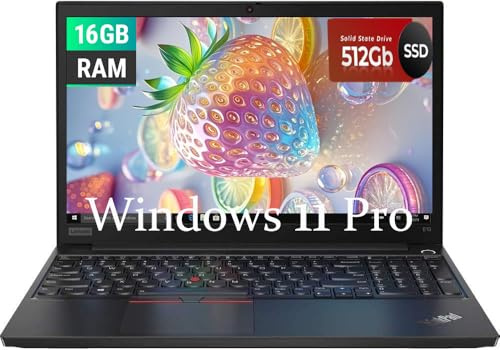 Lenovo Thinkpad E15 Business Laptop, 15.6 FHD(1920x1080), Intel Core i5-10210U, 16GB RAM, 512GB SSD, Webcam, QWERTY Keyboard, Windows 11 Pro (Renewed)