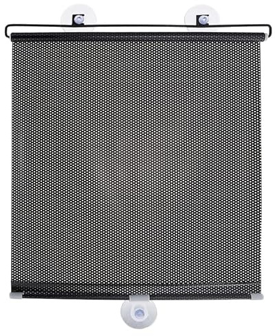 HOMSFOU Blackout Roller Shade with Suction Cups: Nail-free Window Sunshade 58x125cm – Indoor Privacy Curtain for Kitchen, Balcony & Bedroom, Wear-resistant Window Cover, Black