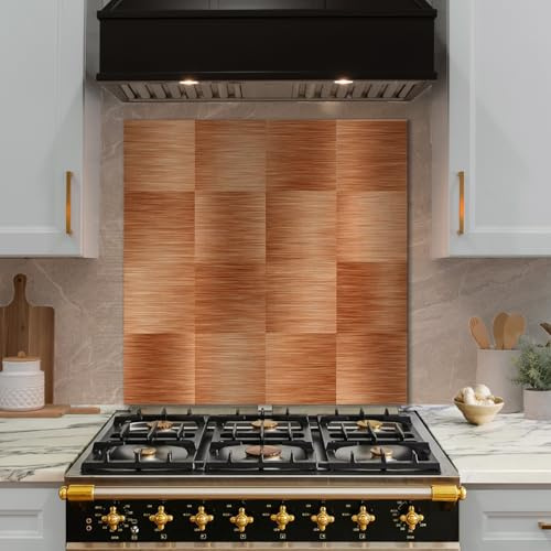 funlife Aluminum Cooker Splashback, Copper | 1mm Thick Brushed Aluminum Sink Splash Guard for Kitchen, Self Adhesive Backsplash for Bathroom, Vintage Decorative Panels