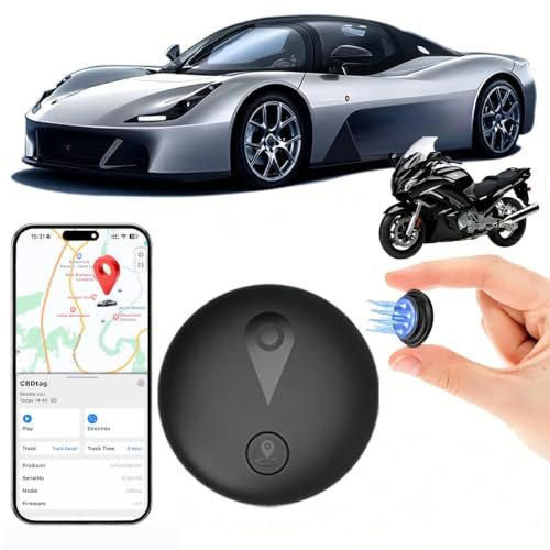 Localizador GPS para Coche,Localizador GPS sin suscripción,Rastreador GPS Coche Magnético Compatible con Android e iOS,Invisibilidad GPS Localizador para Coches/Motocicleta/Bicicleta/Moto(Negro)
