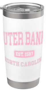 Outer Banks North Carolina Collegiate Strandliebhaber, Rosa Doppelwandiger Edelstahl-Thermobecher