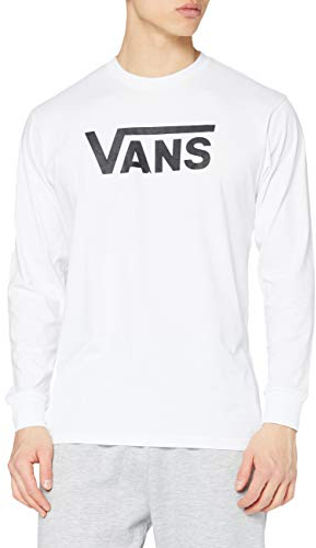 Vans_Apparel Men's Classic Ls Regular Fit Crew Neck Long Sleeve T - Shirt, White (White/Black), X-Large