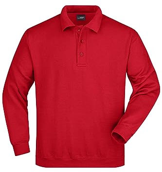James & Nicholson Polo Sweatshirt - Klassischer Sweat mit gestricktem Polokragen | Farbe: red | Grösse: XXL