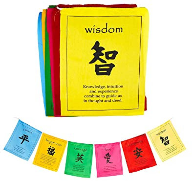 Mudra Crafts Large Tibetan Prayer Flags Outdoor Large Lungta - Nepalese Prayer Flags - Prayer Flag Banner Affirmation Flags