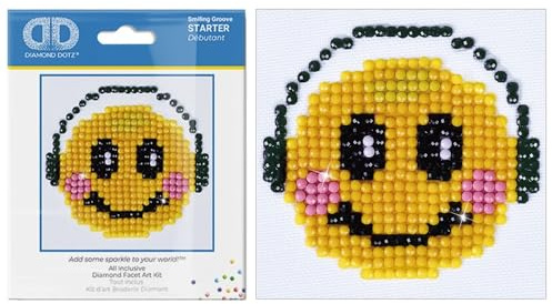 DIAMOND DOTZ Painting, Beginner Kit, Smiling Groove, 7.6 x 7.6cm