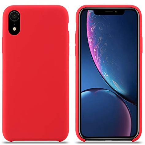 THBY Cover iPhone XR, Custodia Antiurto Gomma Gel Silicio Liquido con Fodera Tessile Microfibra Morbida Custodia iPhone XR Silicone Protettiva Cover per Apple iPhone XR.(XR 6.1'', Rosso)