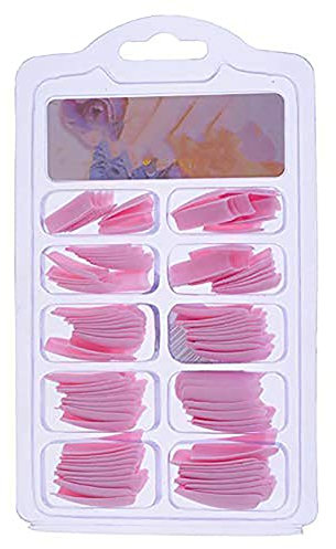 Brussels08 100Pcs DIY Artificial Acrylic Nails UV Gel French Fake Nail Tips Colored Nail Tips Flat Ending Half Cover False Nail For Nail Salons or DIY Nail Art At Home Pink