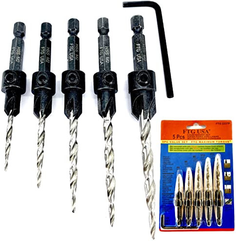 FTG USA Lot de 5 forets coniques pour le travail du bois #4#6#8#10#12