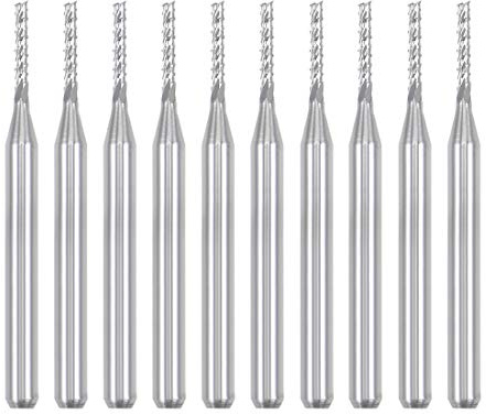 sourcing map 10 Stücke 1,4mm Hartmetall Schaftfräser Gravur Fräser für Leiterplattenmaschine, 1/8 Schaft