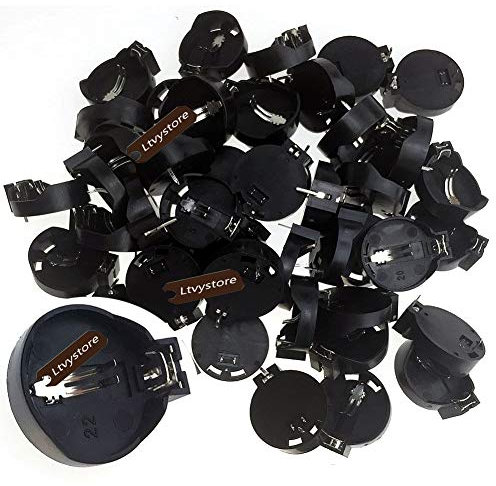 Ltvystore Coin Cell Button Battery Holder Case Pack for CR2032 CR2025 Black Plastic, Pack of 50