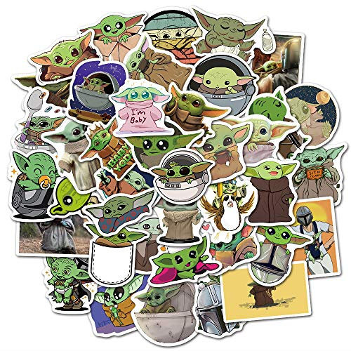 Norinoya 50PCS Baby Yoda Stickers for Laptop Water Bottle Hydro Flask,Star War Stickers for Kid Room Wall Decoration,Perfect stickers for Party Supply