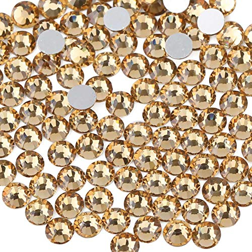 Beadsland 1440 PCS Flat Back Crystal Rhinestones Round Gems for Nail Art and Craft Glue Fix, Lt Colorado Topaz(SS16(3.8-4.0mm))