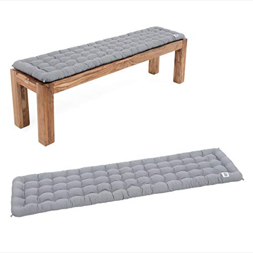 HAVE A SEAT Luxury - Bankauflage für Sitzbank (160x40 cm), bequemes Sitzpolster für Bank - orthopädisch, wetterfest, waschbar bis 95° C, Trockner geeignet, Made in Germany (160x40 cm - Hellgrau)