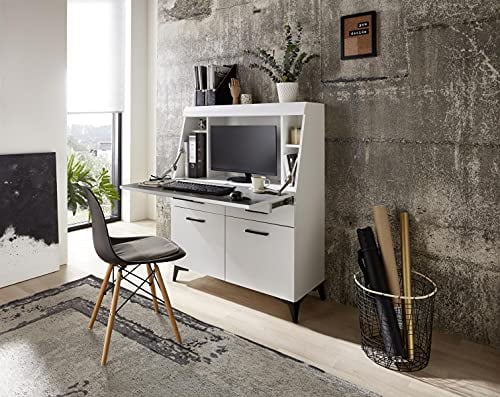 möbelando Sekretär Schreibtisch Bürotisch Tisch Büromöbel Secret I weiß matt MDF
