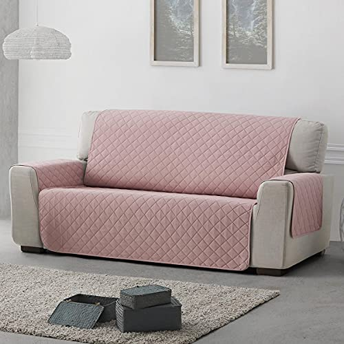 Lanovenanube - Housse de canapé matelassée Mallorca - Pratique - 3 places Plus - Couleur rose