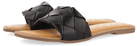 Sandalias Negras Tipo Pala con Trenzado para Mujer SENGLEA