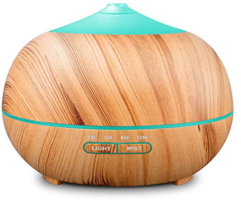 Ätherische Öle Diffuser Aroma Luftbefeuchter: 400ml Ultraschall Duft Raumbefeuchter Elektrisch Duftlampe Aromatherapie Vernebler Holz Luft Diffusor mit LED & Timer für Schlafzimmer Wohnung Büro Yoga