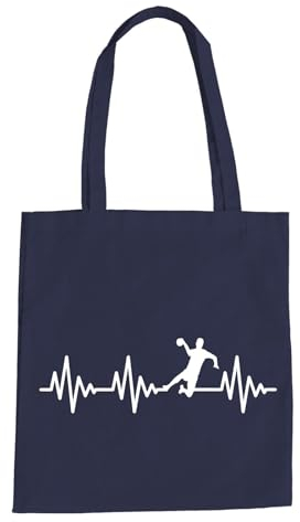 Herzschlag Handball Baumwolltasche - Ekg Handballer Handballspiel Sport Werfen Navy Blau