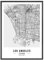 JUNOMI® Los Angeles Poster DIN A2 mit Rahmen Schwarz, DIN A2 Wohnzimmer Deko, Modernes Wandbild, Los Angeles Bild, Wandbild mit Rahmen, Stadtplan Poster Los Angeles