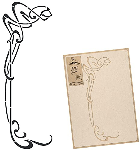 NAKLEO Große Malschablonen 43x64 cm, Jugendstil Ornament Sezession Muster, Wiederverwendbare Kunststoff Wandschablone DIY Handwerk, Holz Möbel Boden Stoff