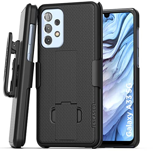 ENCASED Cell-Phone Holster for Samsung Galaxy A53 5G, DuraClip Pro Belt Clip Case, Slim Phone Case with Holster, Black