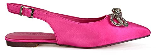 Womens Flat Diamante Bow Slingback Shoes Ladies Pointed Toe Bridal Satin Shoes Size