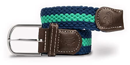 Swole Panda Recycled Woven Adjustable Belt Small - Blue & Green Stripe