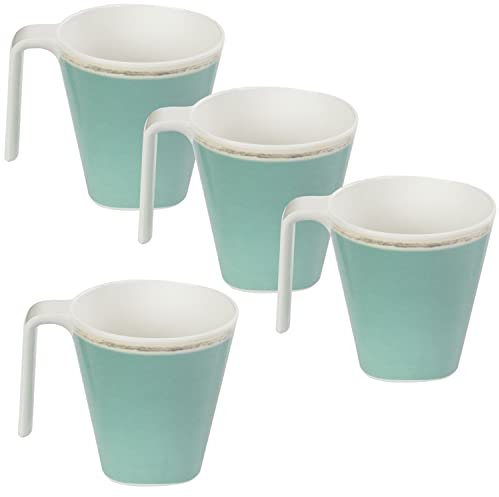 Melamin Camping Tassenset pastellgrün 4 Tassen á 350 ml - Campinggeschirr Geschirr Personen Picknick Camping Outdoor