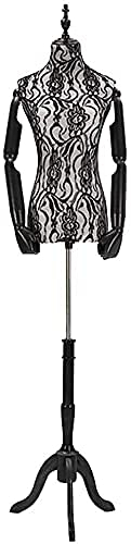 Schneider Schaufensterpuppe weiblich männlich weiblich Kleiderform mit verstellbarem Stativständer, schwarze Spitze Schaufensterpuppe Torso Display für Damen/Jacken/Rock/Hochzeitskleid Schneiderpuppe
