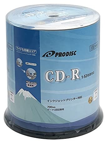 Prodisc CD-R 700MB 52X White Inkjet Hub - Disco multimedia grabable imprimible - 100 discos (edición limitada japonesa)