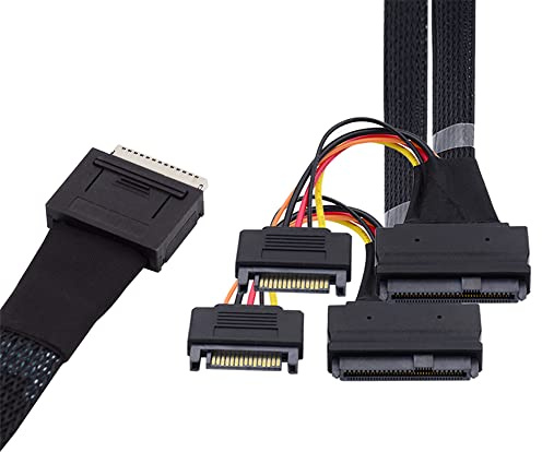 cablecc 50cm OCuLink PCIe PCI-Express SFF-8611 8X 8-Lane auf Dual SFF-8639 U.2 4X SSD Daten Aktives Kabel